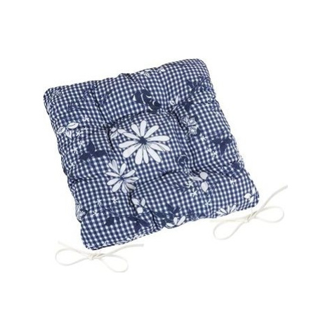 BELLATEX Sedák DITA 41/410 – prešívaný, 40 × 40, modrá kocka s kvetom