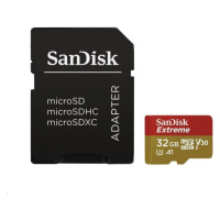 SanDisk MicroSDHC karta 32GB Extreme (100MB/s, Class 10 UHS-I V30, pre akčné kamery) + adaptér