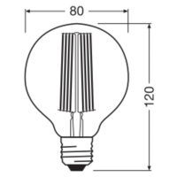 OSRAM LED Vintage 1906, G80, E27, 5,8 W, zlatá, 2 200 K, tl.