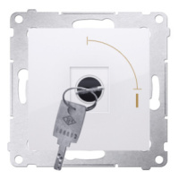 Jednopólový spínač na kľúčik - 2 pozíciový „0-I”, (prístroj s krytom), 5A, pre spájkovanie, biel
