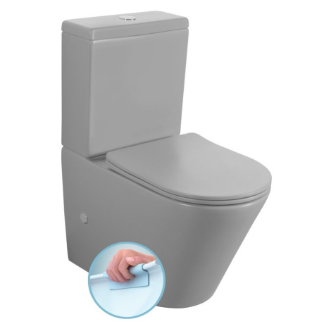 SAPHO - PACO kombi WC, Rimless, spodný/zadný odpad, sivá mat PC1012WRGR