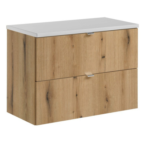 Závěsná skříňka pod umyvadlo Nova Oak I s deskou 80 cm bílá/dub coast evoke Comad