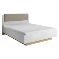 KONDELA City manželská posteľ s úložným priestorom biela / dub grandson / biely lesk