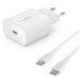 Belkin 25W PD 3.0 PPS USB-C Wall Charger + USB-C/USB-C kábel 1m - White