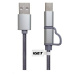 iGET G2V1 USB kábel 2v1, 1 m, strieborný, microUSB a USB-C, predĺžené konce