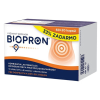 BIOPRON 9 Kombinácia laktobacilov, bifidobaktérií a fruktooligosacharidov 80 kapsúl