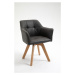 Estila Moderná dizajnová stolička Devon s antickým sivým čalúnením a s hnedými drevenými nohami 