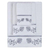 Soft Cotton Malý uterák Diara 30 × 50 cm, biely – sivá výšivka