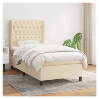 vidaXL Posteľný rám boxspring s matracom krémový 90x190 cm látka