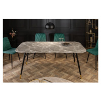 Estila Retro jedinečný jedálenský stôl Forisma so šedou povrchovou doskou s mramorovým vzhľadom 