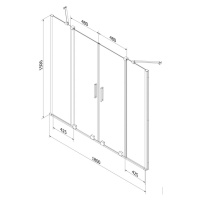 MEXEN/S - Velar Duo dvojkrídlová posuvná vaňová zástena 180 x 150 cm, dekor, chróm 896-180-000-3