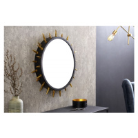 Estila Extravagantné moderné nástenné zrkadlo Ekkart kruhového tvaru s čiernym rámom so zlatými 