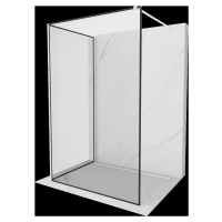 Mexen Kioto, 2-stenová sprchová zástena Walk-In 130 x 120 cm, 8mm číre sklo čierny vzor, biely p