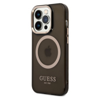 Plastové puzdro Guess na Apple iPhone 14 Pro GUHMP14LHTCMK Translucent MagSafe čierne