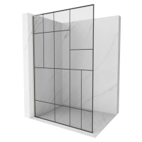 Mexen Kioto L, sprchová zástena Walk-In 90 x 200 cm, 8mm číre sklo čierny vzor, brúsená oceľ pro