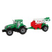 mamido Zelený poľnohospodársky traktor s červeno-zelenou plávajúcou postrekovačkou s trecím poho