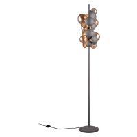 Stojacia lampa so skleneným tienidlom v sivo-zlatej farbe (výška 155 cm) Bubble – Trio Select