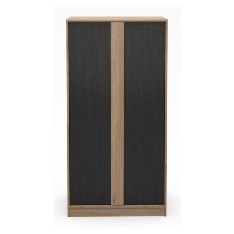 Šatníková skriňa v dekore duba v čierno-prírodnej farbe 90x180x53 cm Dennis – Marckeric