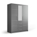 Sivá šatníková skriňa so zrkadlom 147x200 cm Derry - Cosmopolitan Design