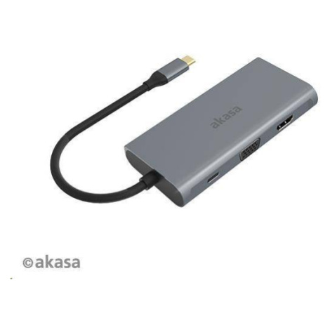 AKASA USB Type-C adaptér 9 v 1 (PD Type-C, HDMI, VGA, 3 x USB 3.0 typ A, RJ45, čítačka kariet SD