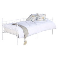 KONDELA Rozali kovová jednolôžková posteľ s roštom 90x200 cm biela