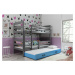 BMS Detská poschodová posteľ s prístelkou ERYK 3 FARBA: Grafit, ROZMER: 90 x 200 cm, DOPLNKOVÁ F
