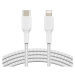 Belkin BOOST Charge Braided USB-C/Lightning odolný kábel, 1m, biely