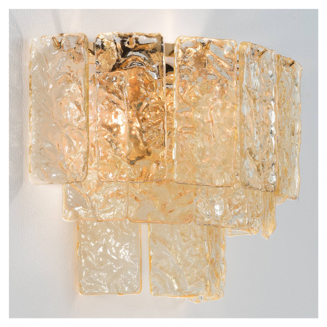 Sklenené nástenné svetlo Glace so zlatým držiakom PATRIZIA VOLPATO