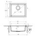 Deante Corda Flush, granitový drez na dosku 550x460x204 mm, 3,5" + priestorovo úsporný sifón, 1-