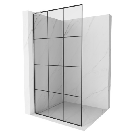 Mexen Kioto L, sprchová zástena Walk-In 100 x 200 cm, 8mm číre sklo čierny vzor, chrómový profil