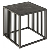 Estila Industriálny dizajnový príručný stolík Industria Marbleux s čiernou kovovou konštrukciou 