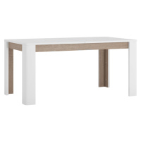 Jedálenský rozkladací stôl, biela extra vysoký lesk HG/dub sonoma tmavý truflový, 160-200x90 cm,