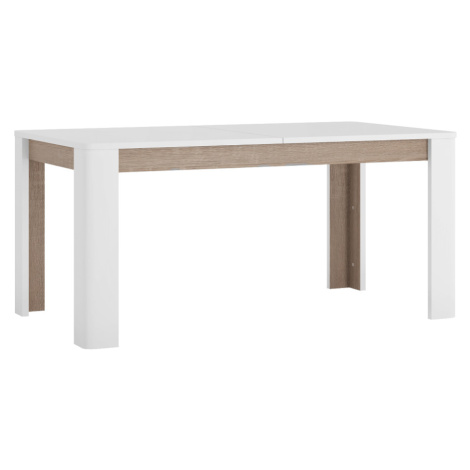 Jedálenský rozkladací stôl, biela extra vysoký lesk HG/dub sonoma tmavý truflový, 160-200x90 cm, Tempo Kondela