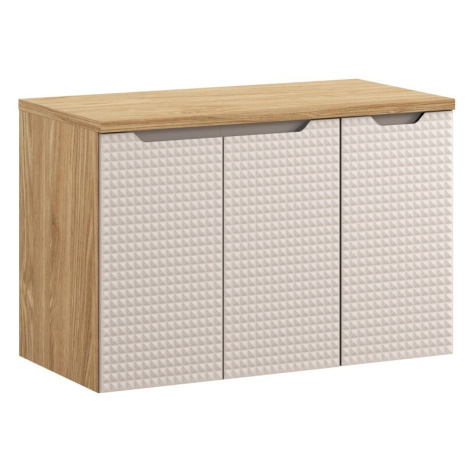 Závěsná skříňka pod umyvadlo Luxor Beige s deskou 90 cm béžová/dub olejovaný Comad