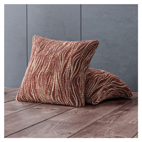 Bielastické poťahy UNIVERSO NOVÉ žíhané hnedé obliečky na vankúšiky 2 ks (40 x 40 cm)