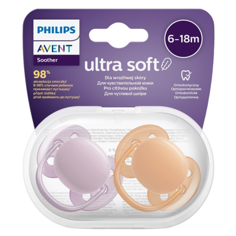 PHILIPS AVENT Cumlík Ultrasoft Premium neutral 6-18m dievča 2 ks