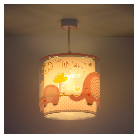 Detská závesná lampa Little Elephant, 1-svetelná, ružová Dalber