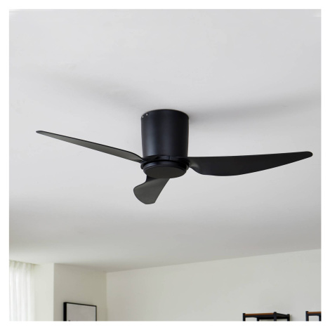 Stropný ventilátor Lindby Aulo, čierny, DC, tichý, Ø 123 cm