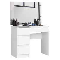 Kozmetický stolík so zrkadlom T-6 90x50 cm biely ľavý