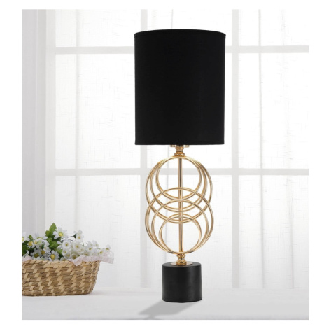 Čierna/v zlatej farbe stolová lampa s textilným tienidlom (výška  58,5 cm) Circly – Mauro Ferret Mauro Ferretti