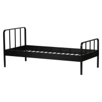 Čierna kovová jednolôžková posteľ s roštom 90x200 cm Mees – WOOOD