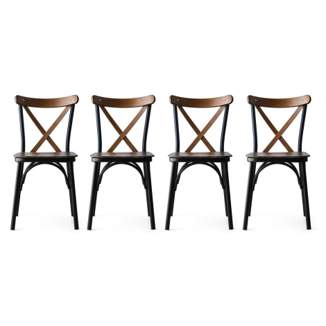 Súprava 4 ks jedálenských stoličiek Ekol z masívu orech/čierna Kalune Design