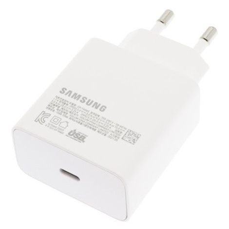 Sieťový nabíjací adaptér, 65 W, zásuvka USB typu C, PD, rýchle nabíjanie, Samsung, biely, továre