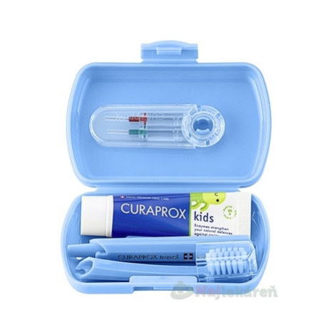 CURAPROX Kids Travel set cestovná sada MODRÁ
