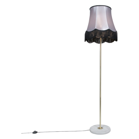 Stojacia lampa mosadz s odtieňom Granny B čierno-sivá 45 cm - Kaso QAZQA