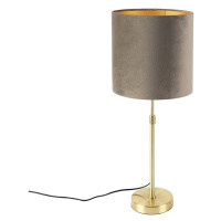 Stolová lampa zlatá / mosadz s velúrovým odtieňom tupá 25 cm - Parte