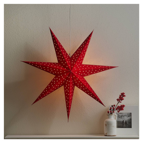 Hviezda Clara na zavesenie, zamatový vzhľad Ø 75 cm, červená Markslöjd
