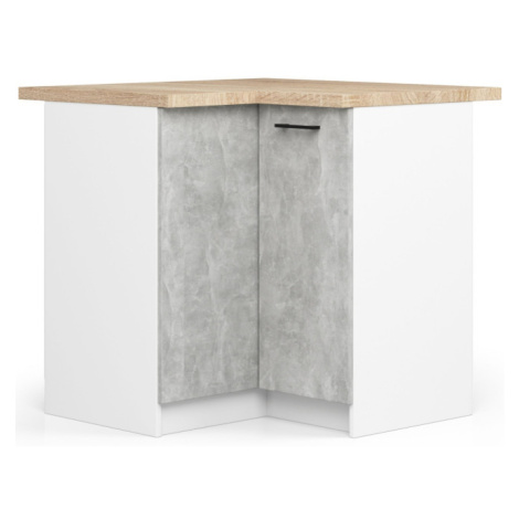 Spodná rohová kuchynská skrinka s doskou OLIWIA S90/90 biela / betón
