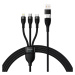 Kábel 3in1 USB cable Baseus Flash Series 2, USB-C + micro USB + Lightning, 100W, 1.2m (black)