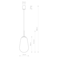 Závesná lampa Pear zo skla, mosadz/čierna, výška 38 cm
